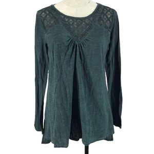 Liz Lange Maternity Womens Pregnancy Long Sleeve Dark Green Small Peasant Blouse
